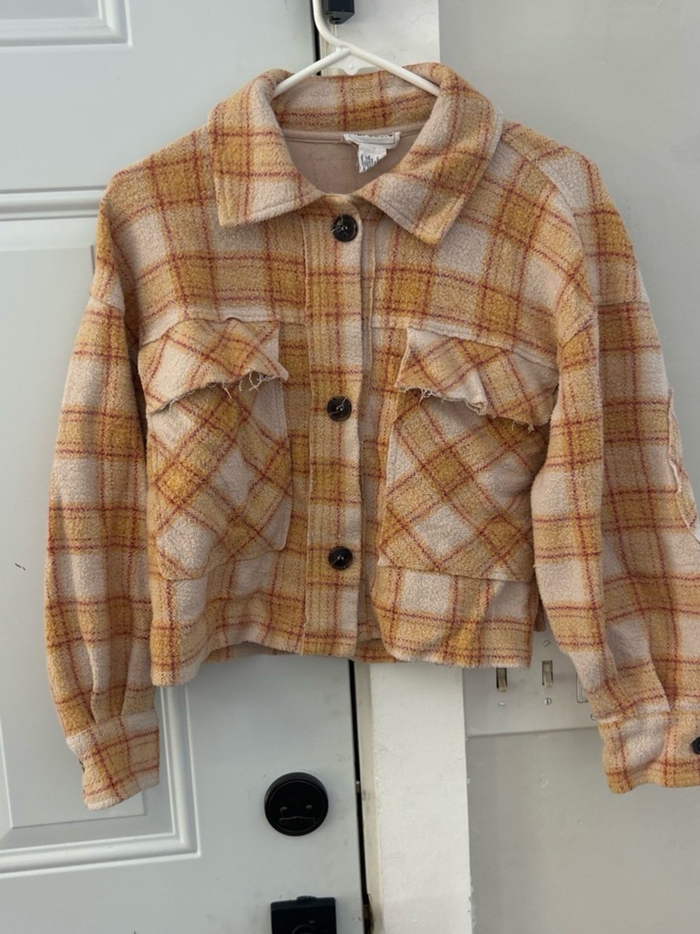 Women’s Plaid Shacket Jacket - Yellow Plaid